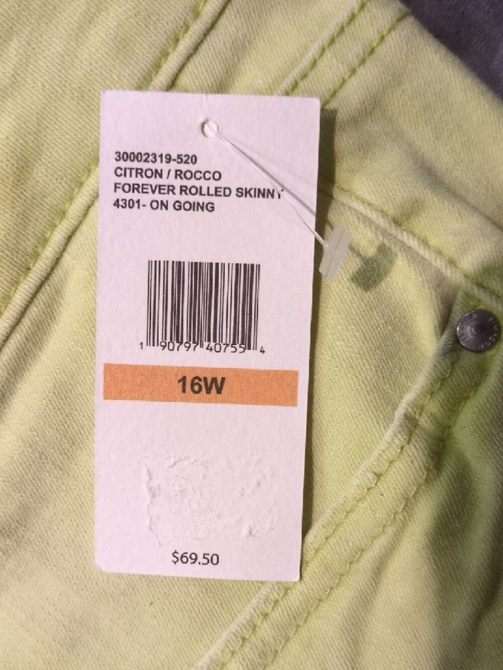 Jessica Simpson citron Cropped forever rolled skinny Slim Ankle Jeans 16W - Picture 6 of 6